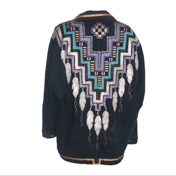 Jackets & Blazers - Mary Ann Nibbelink Sundance Vintage Handpainted Denim Jacket Medium Southwest